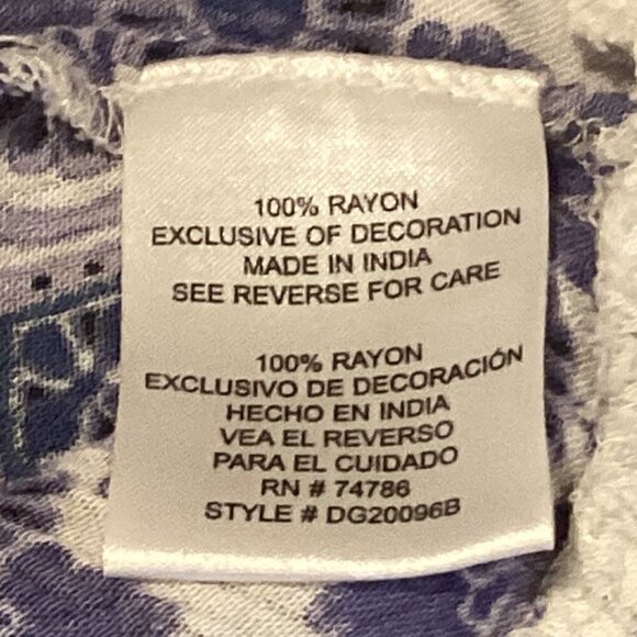 Patrons of Peace Sleeveless Ruffle Hem Embroidered Tank Top Sz S Blue White 238F - Picture 6 of 7